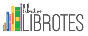 libritos LIBROTES logo includes cursive and block letters on a white background with coloful clipart books to the left